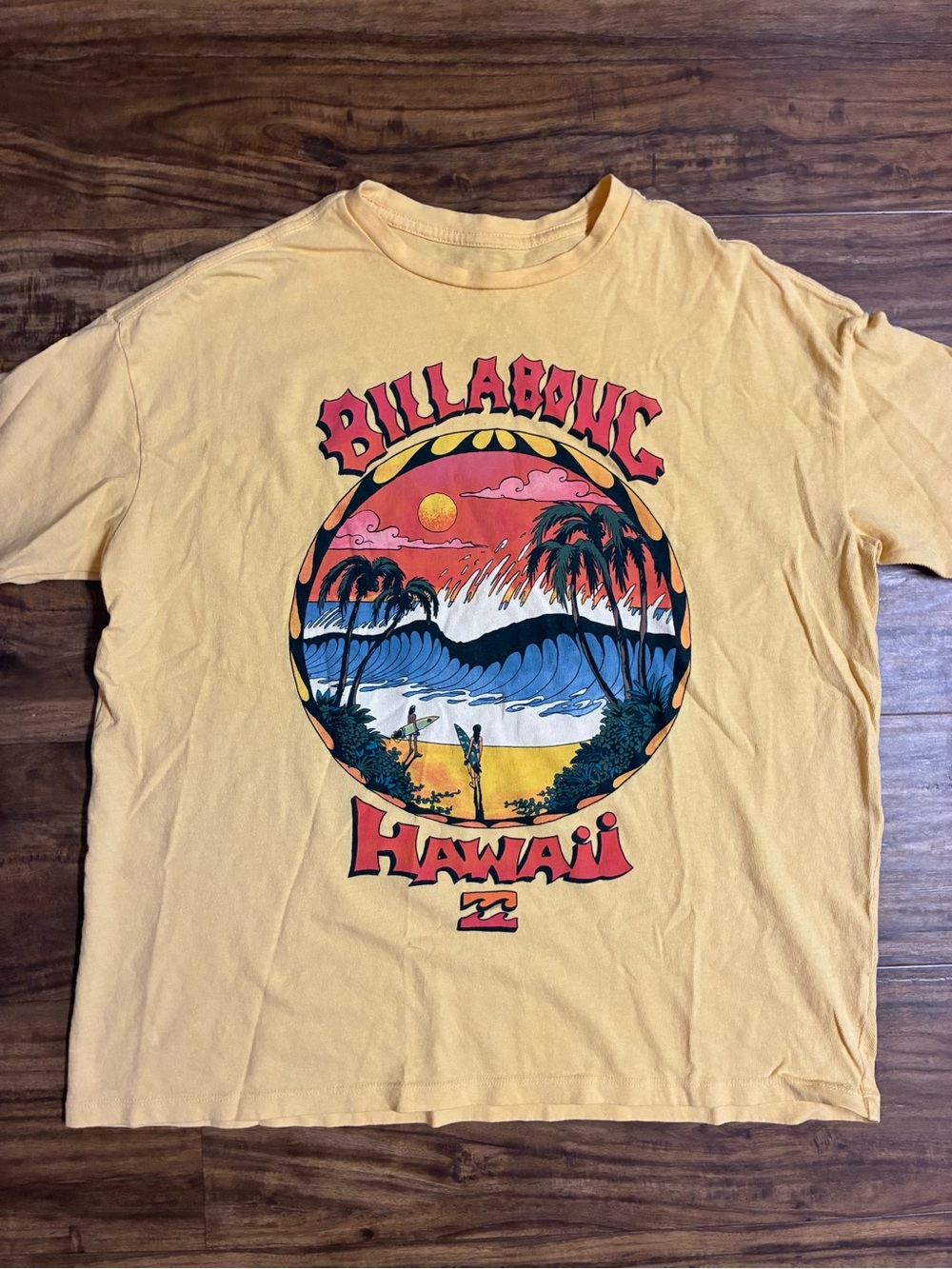 Billabong Yellow Hawaii Sunset Graphic Tee